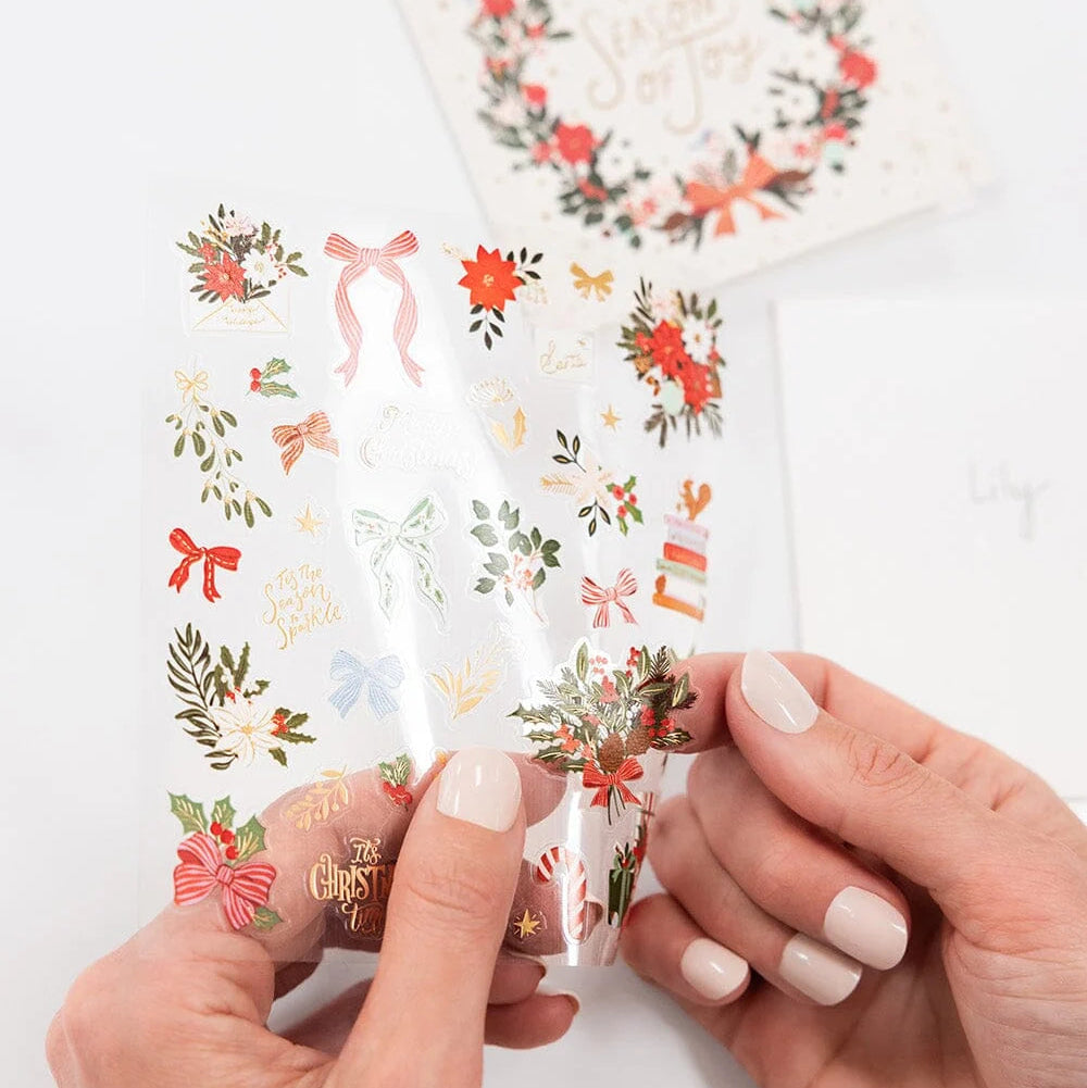 BESPOKE LETTERPRESS - "Christmas Bows & Florals" Sticker Collection