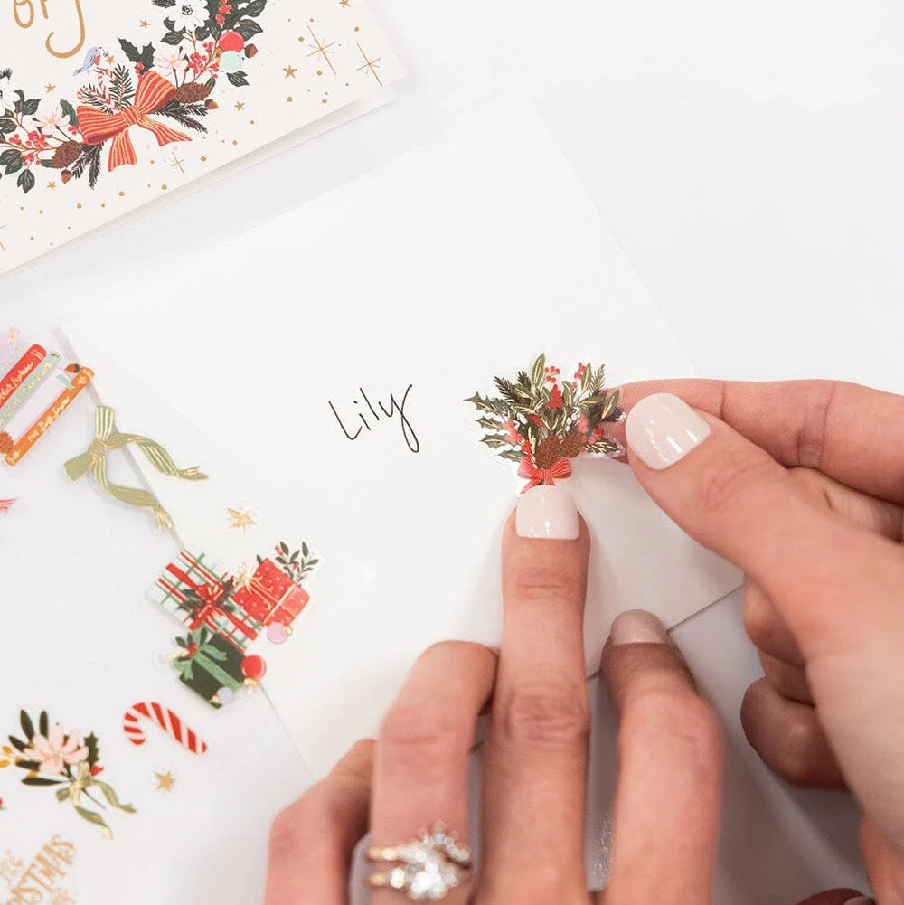 BESPOKE LETTERPRESS - "Christmas Bows & Florals" Sticker Collection