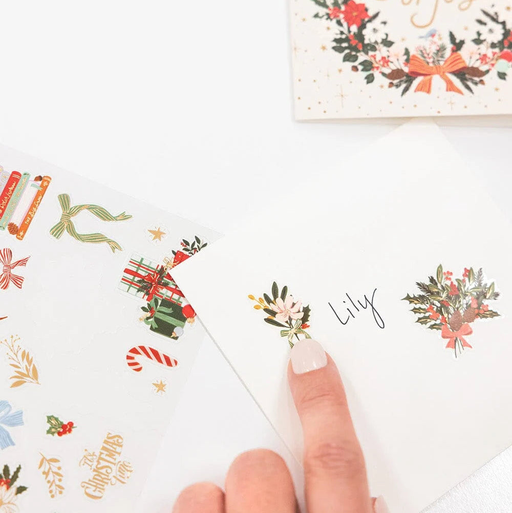 BESPOKE LETTERPRESS - "Christmas Bows & Florals" Sticker Collection
