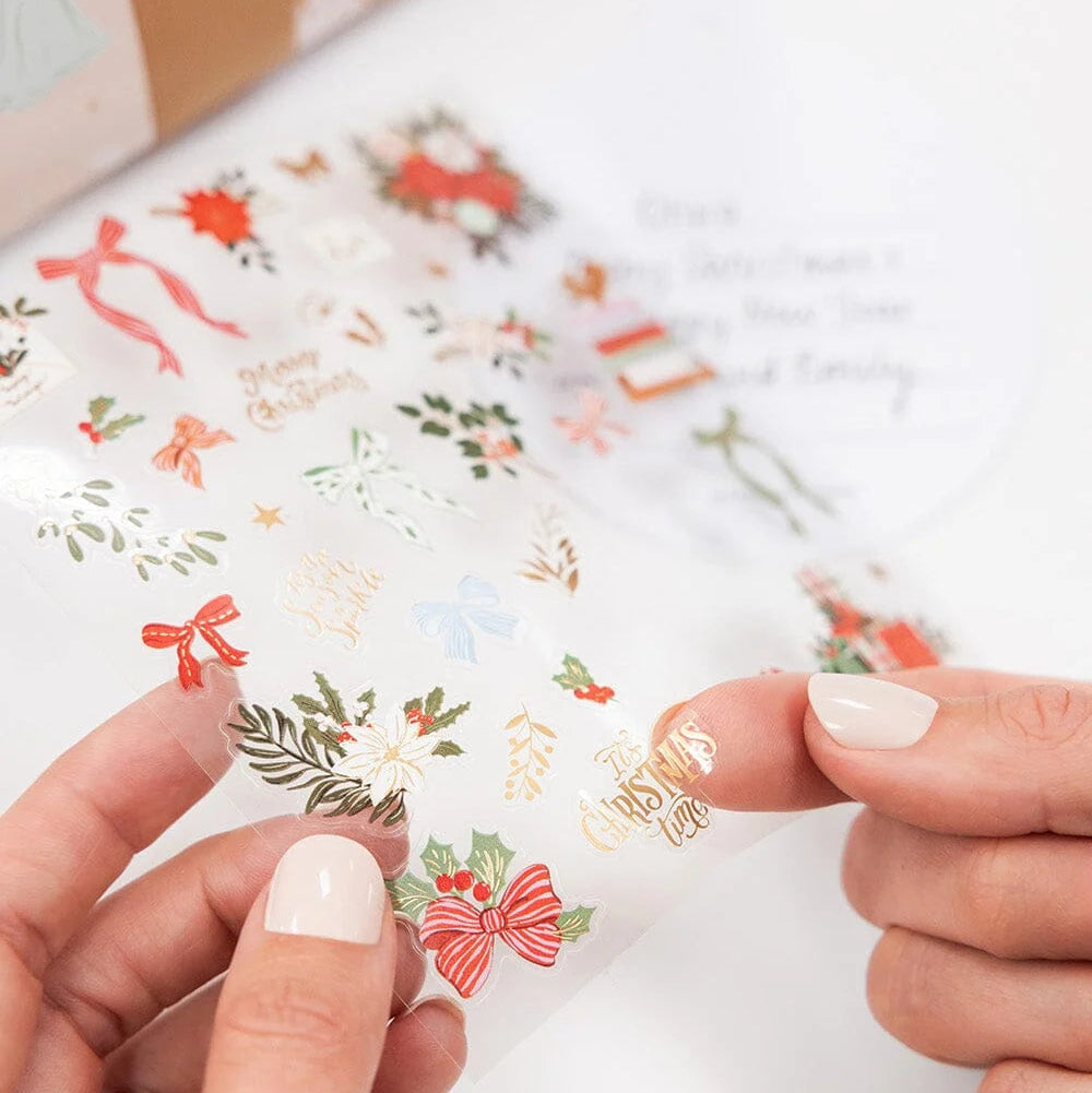 BESPOKE LETTERPRESS - "Christmas Bows & Florals" Sticker Collection