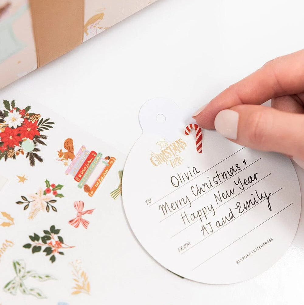 BESPOKE LETTERPRESS - "Christmas Bows & Florals" Sticker Collection