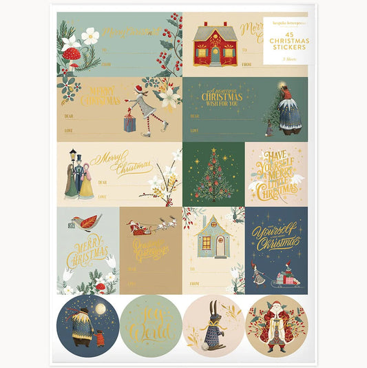 BESPOKE LETTERPRESS - "The Christmas Village" Sticker Pack - 45 stickers