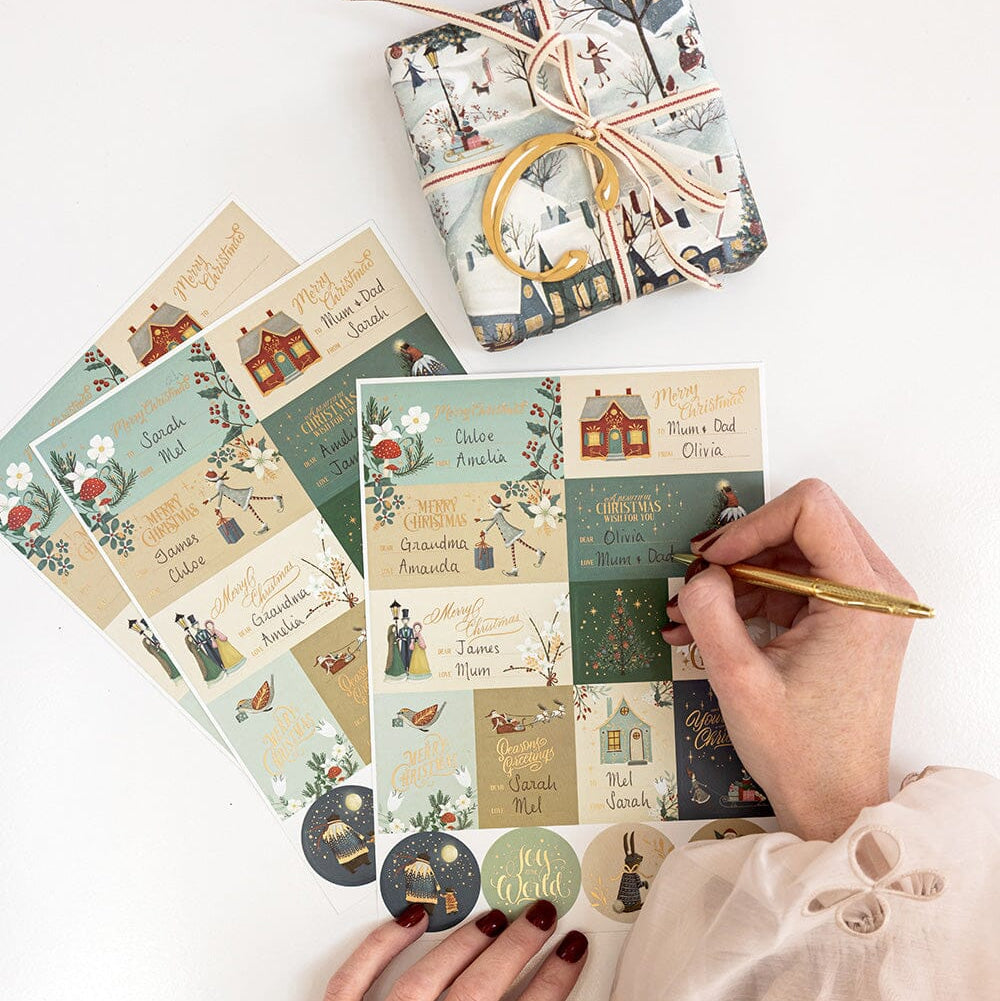 BESPOKE LETTERPRESS - "The Christmas Village" Sticker Pack - 45 stickers