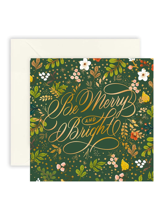 BESPOKE LETTERPRESS - "Merry & Bright" Small Christmas Card