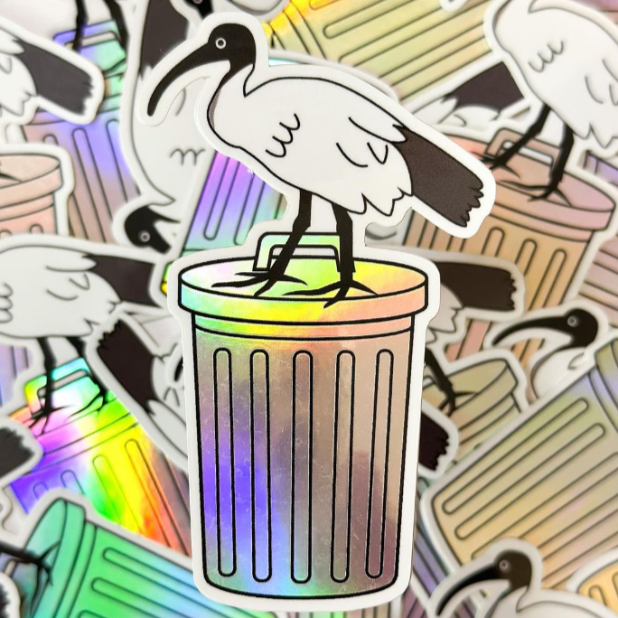 Green Mini Creative - Holographic Stickers- "Bin Chicken" Ibis