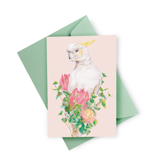 KAYLA REAY- Sulphur Crested (White) Cockatoo Greeting Card