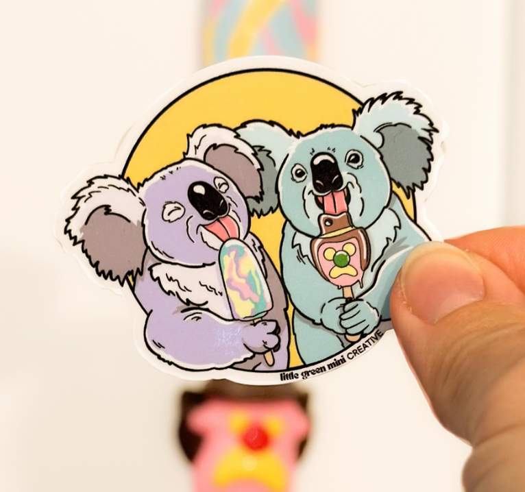 GREEN MINI CREATIVE- "Koalas Eating Ice Cream" Sticker