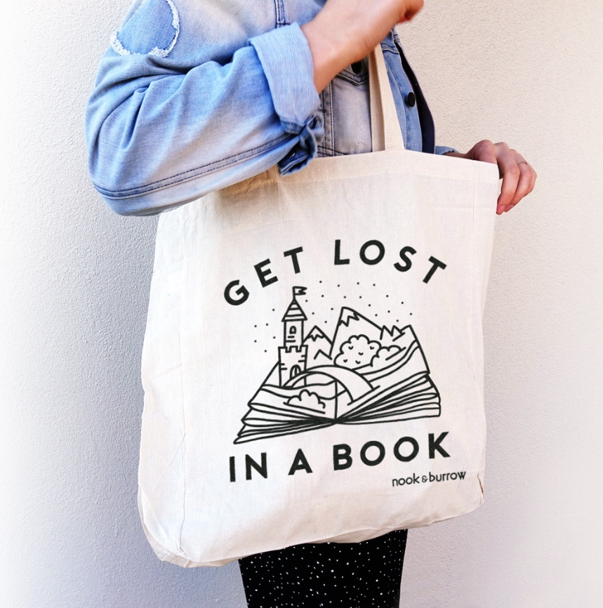 NOOK & BURROW- "GET LOST" Bookish Tote Bag