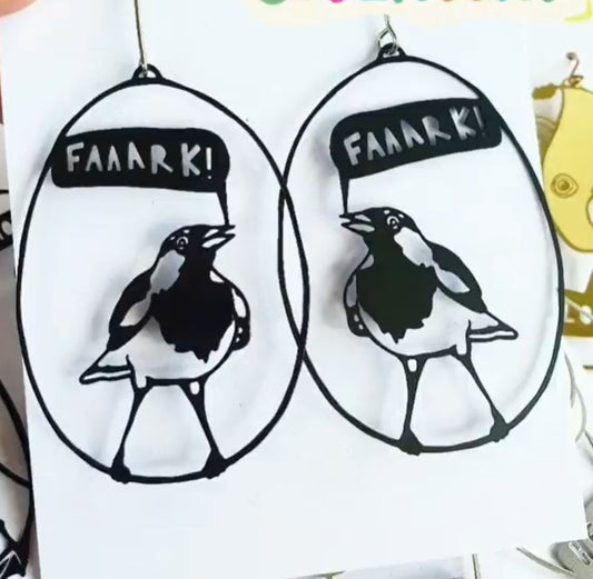 DENZ & CO- Faaark the Lark in black - DANGLE EARRINGS