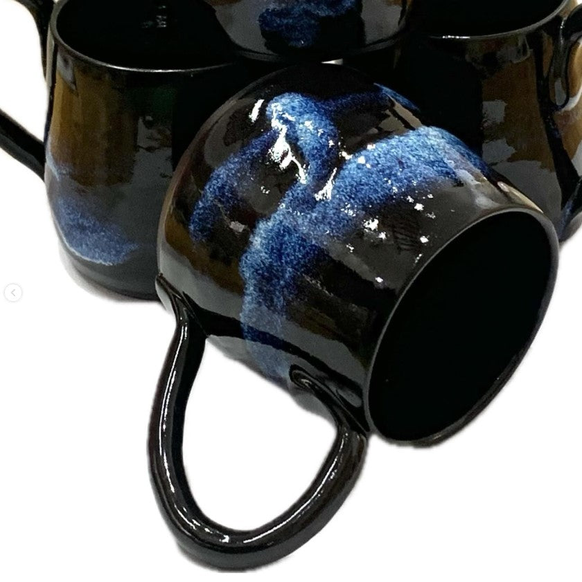 EARTH BY HAND- Blue & Black Glazed Mugs