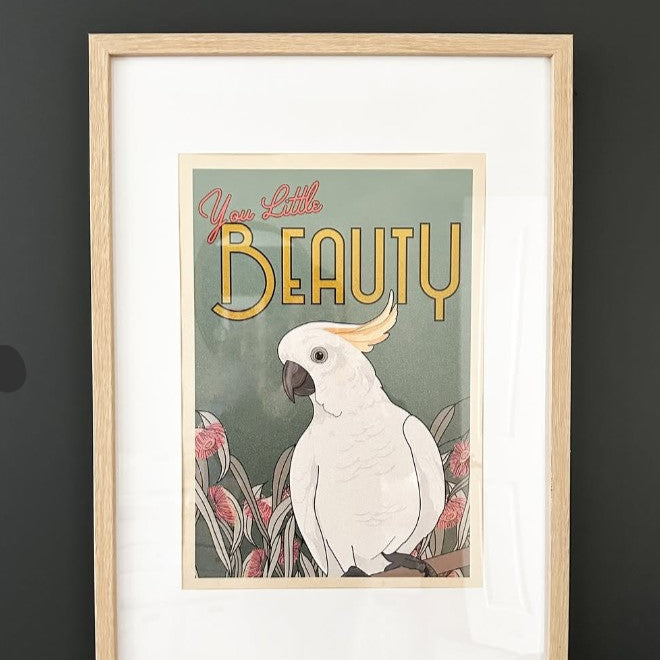 Green Mini Creative - A4 Poster/Print - White Cockatoo: "You Little Beauty"