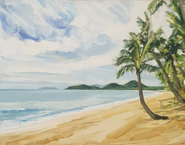 Mark Skelcher Artist - "Clifton Beach (Palms)"- Framed Artist Print