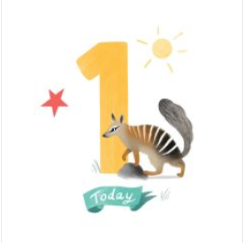 NUOVO - "Numbat is One" SMALL GREETING CARD - Cat MacInnes
