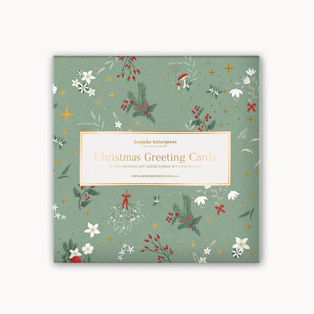 BESPOKE LETTERPRESS - 12 Pack Christmas Small Card Boxset - "The Christmas Village"