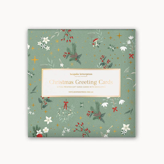 BESPOKE LETTERPRESS - 12 Pack Christmas Small Card Boxset - "The Christmas Village"