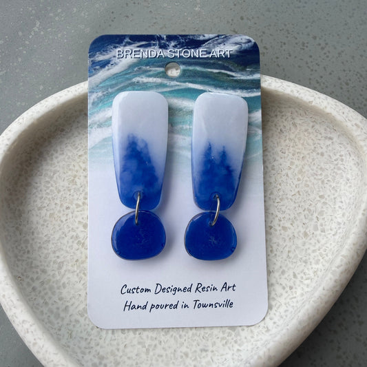 BRENDA STONE ART - Ocean Long Drop Stud Earrings 1