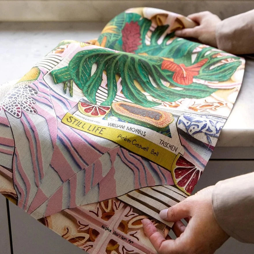 BESPOKE LETTERPRESS - "Tropical Paradise" Linen Tea Towel