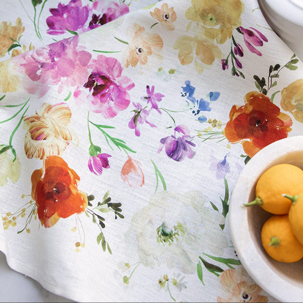 BESPOKE LETTERPRESS - "Ranunculus"- 100% Linen Tea Towel