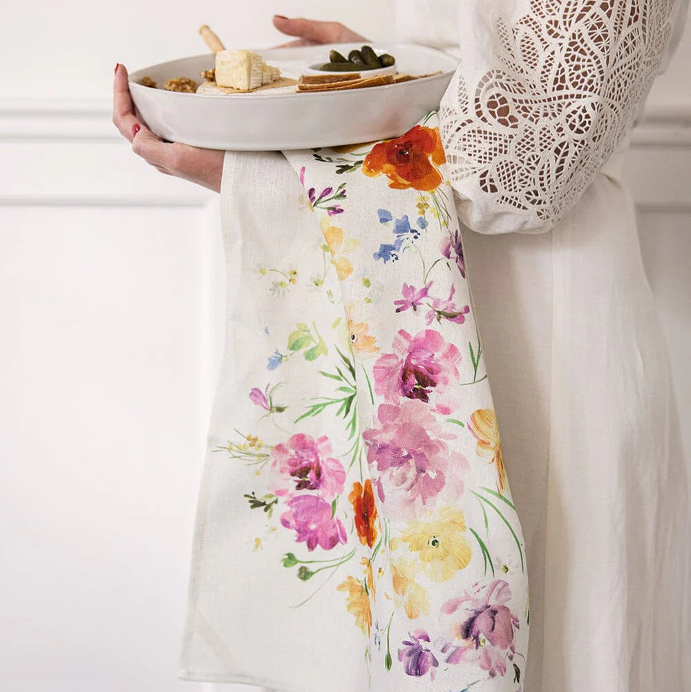BESPOKE LETTERPRESS - "Ranunculus"- 100% Linen Tea Towel