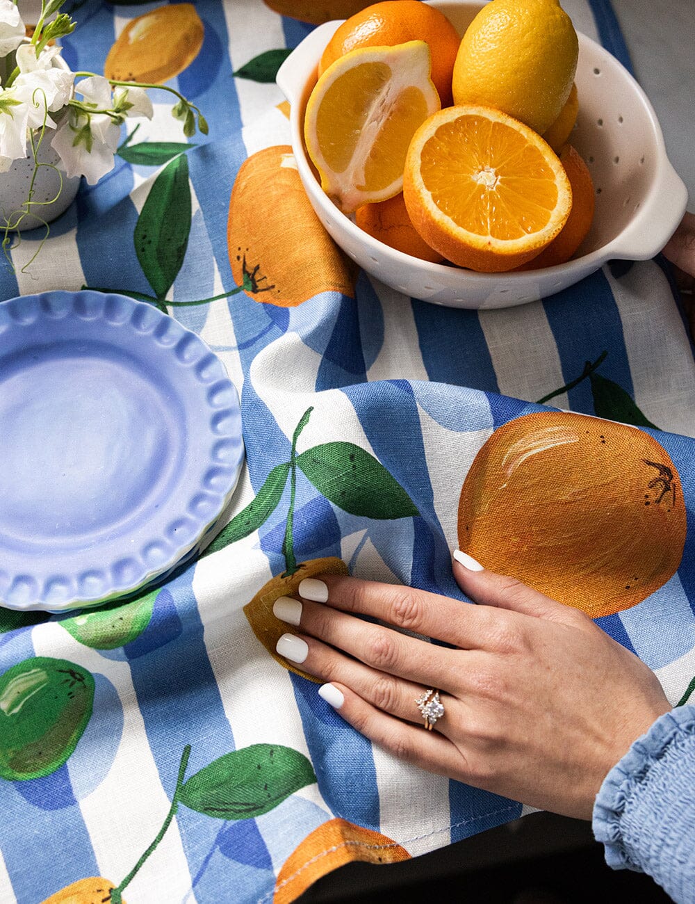 BESPOKE LETTERPRESS - "Citrus" Linen Tea Towel