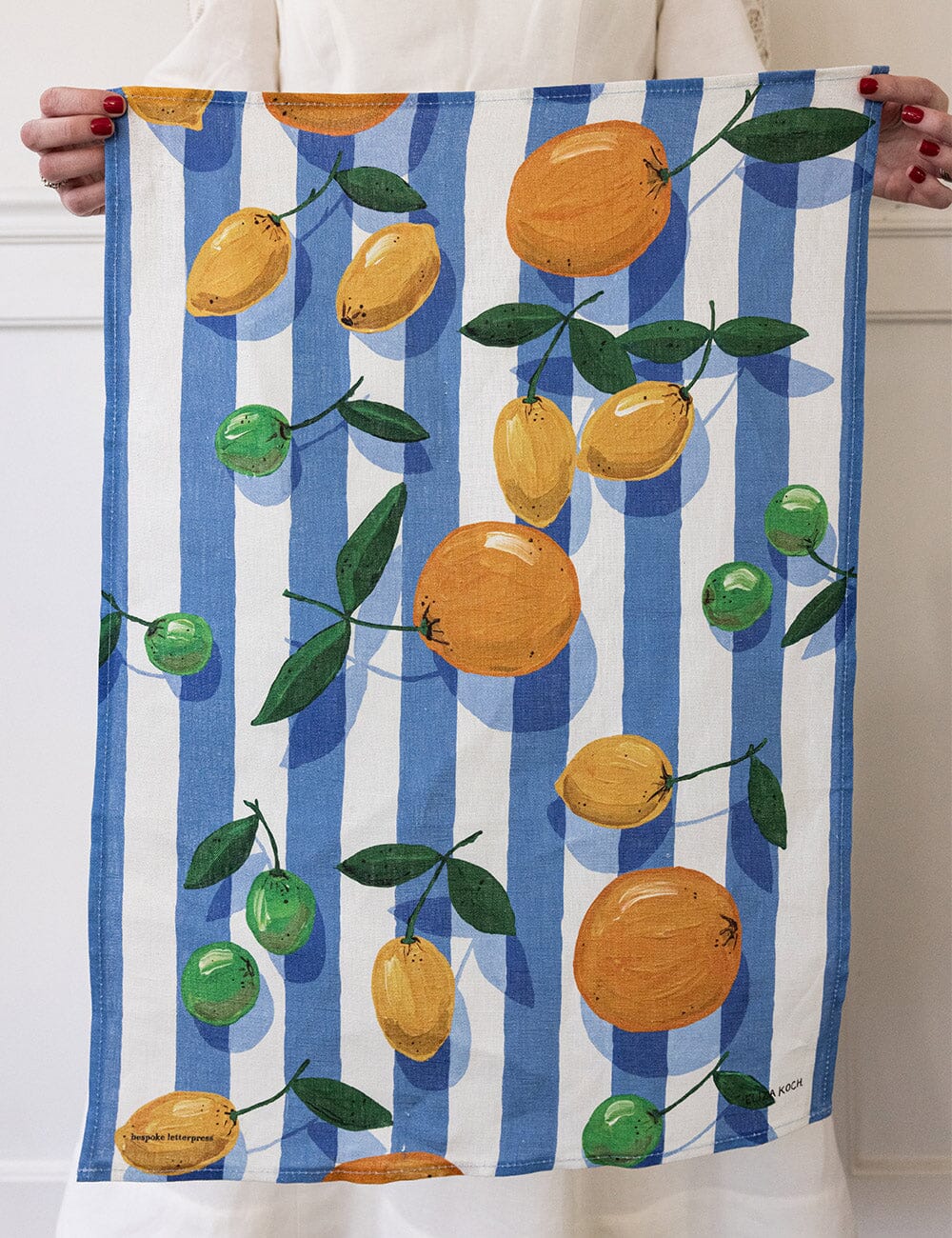 BESPOKE LETTERPRESS - "Citrus" Linen Tea Towel