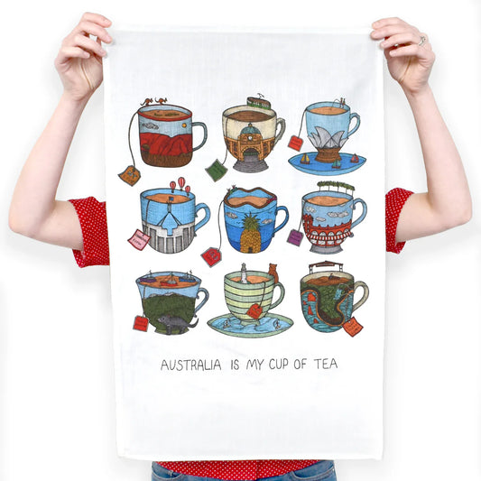 The Nonsense Maker- Aussie Teacup- Artist Tea Towel