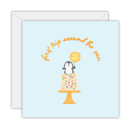 TO THE MOON & BACK PRINTS- "FIRST TRIP AROUND THE SUN"- Greeting Card