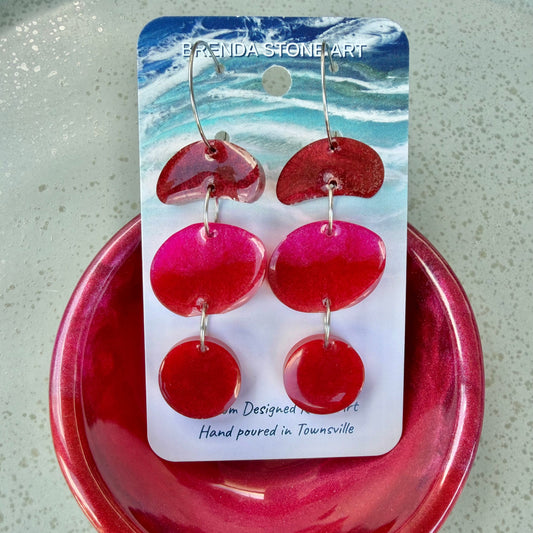 BRENDA STONE ART - Colourful Triple Drops Hoop Earrings