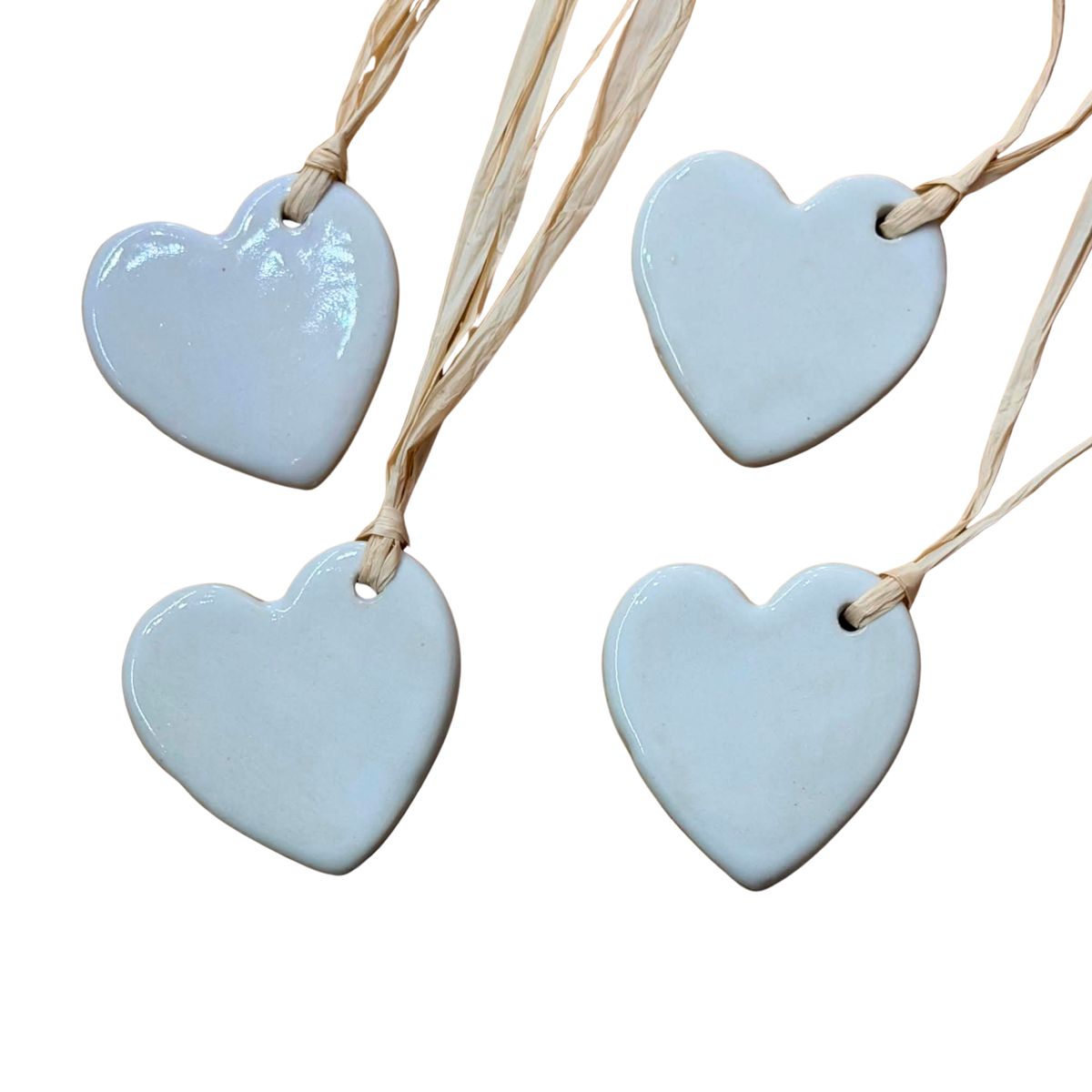 EARTH BY HAND- Clay Heart Gift Tag Decorations- White Glaze