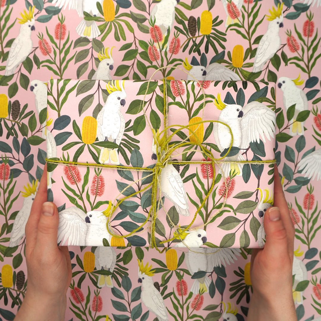 EARTH GREETINGS- Aussie Squawkers Cockatoos- Folded Gift Wrap