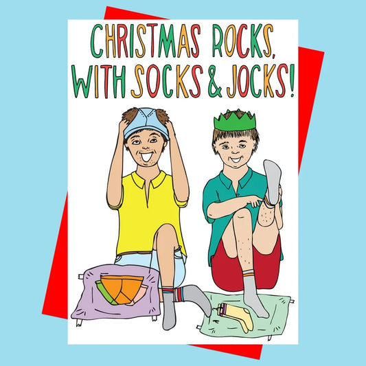 ABLE & GAME- Christmas Rocks with Socks and Jocks - Blank Greeting Cards