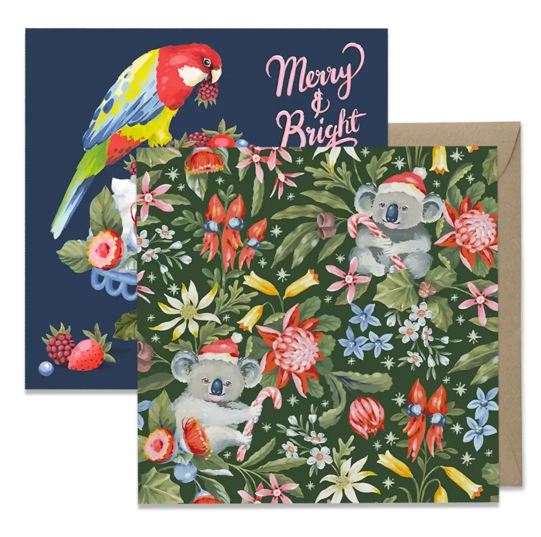 EARTH GREETINGS- Boxed Christmas Cards (Square) - Christmas Koalas