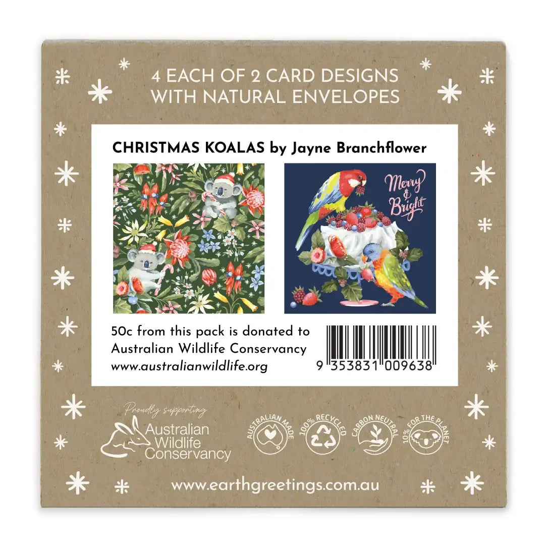 EARTH GREETINGS- Boxed Christmas Cards (Square) - Christmas Koalas