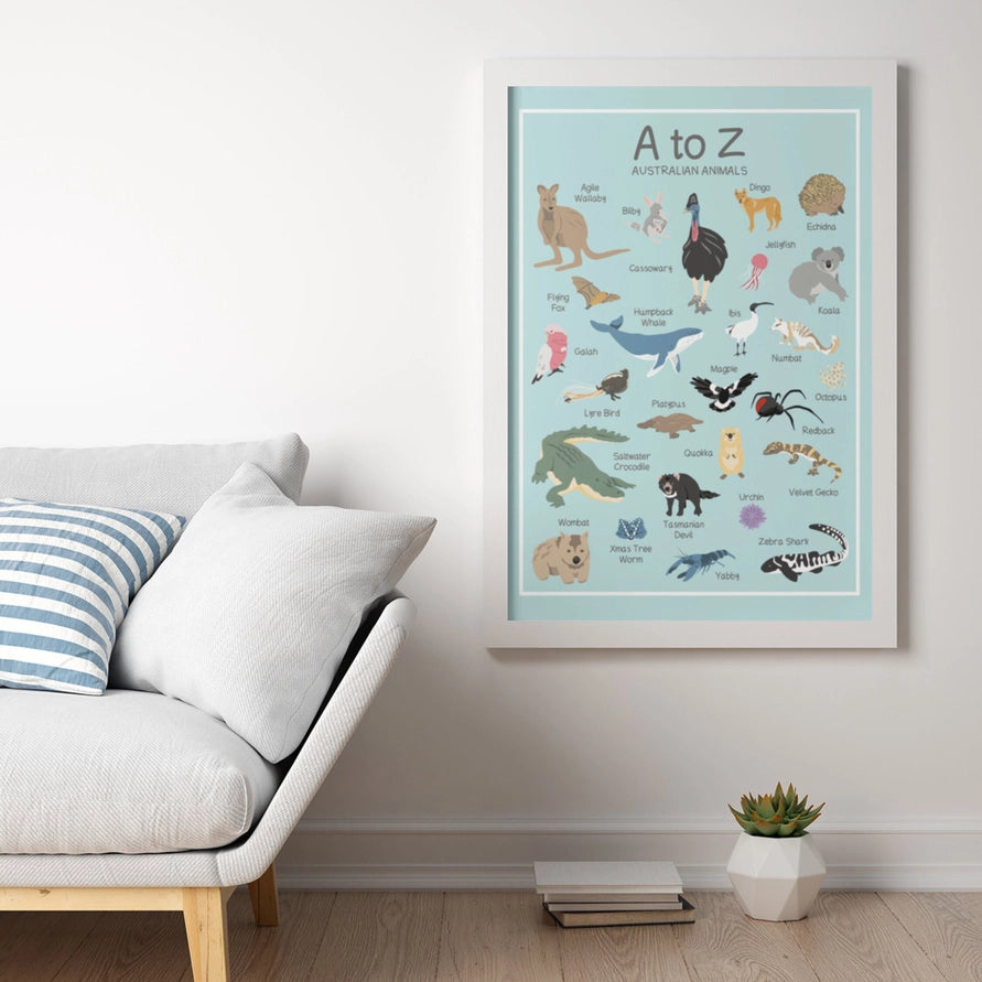 Tilly Scribbles- Australian Animals Alphabet A3 Art Print- Unframed