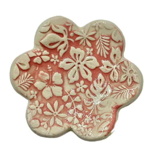 EARTH BY HAND- Clay Flower Trinket dishes - Pink
