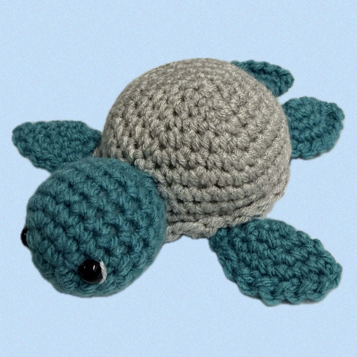 BEAKNITS-Crocheted Turtle - Grey Shell (sage)