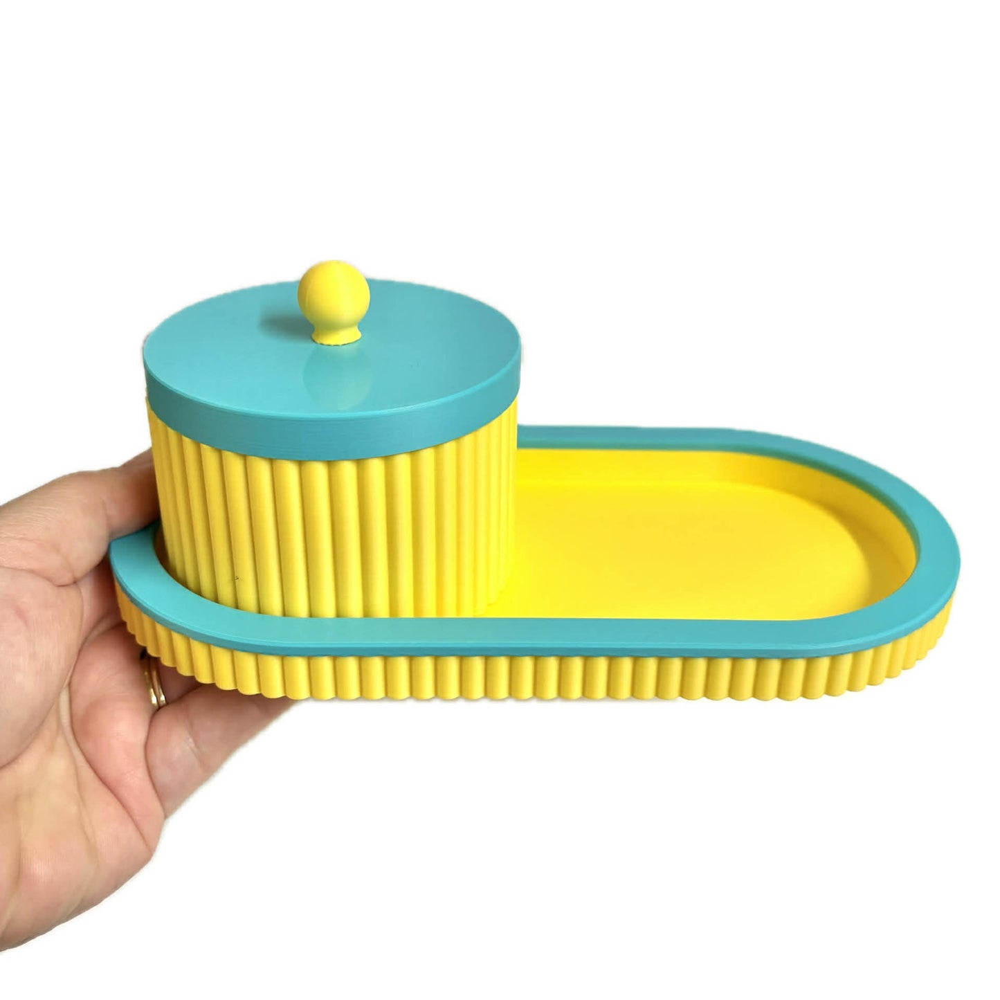 DWAYNSKI.3D - Royal Tray and Bowl Set - Yellow and Turquoise