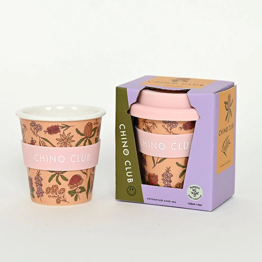 CHINO CLUB- Kids 4oz Reusable Babychino Cup- Australian Flowers