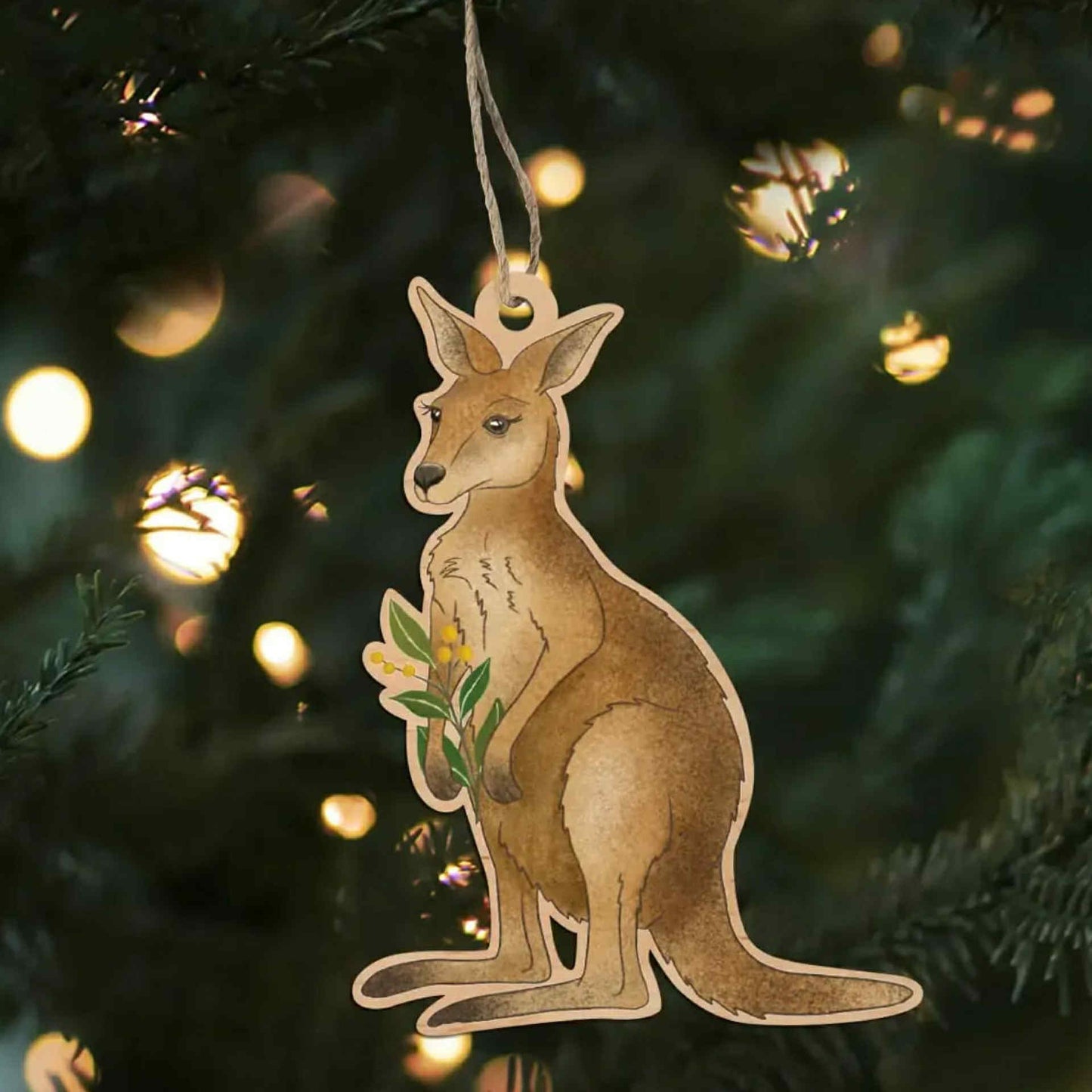 EARTH GREETINGS- Hopping Kangaroo Wooden Decoration