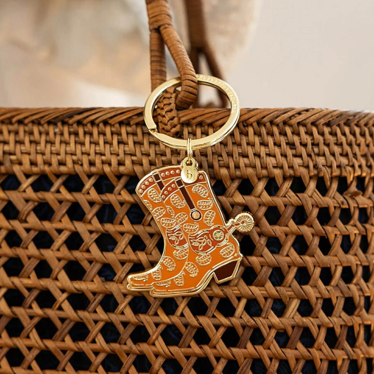 BESPOKE LETTERPRESS - Cowgirl Boots - Enamel Key Ring