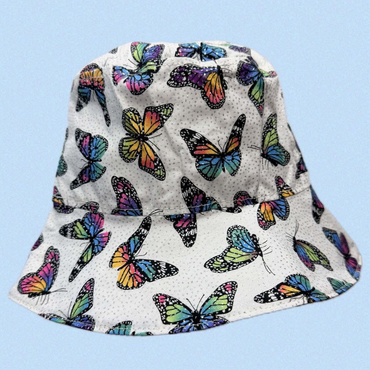 Teacups n Quilts - Glittery Butterflies Fabric Hat- Kids Size Medium