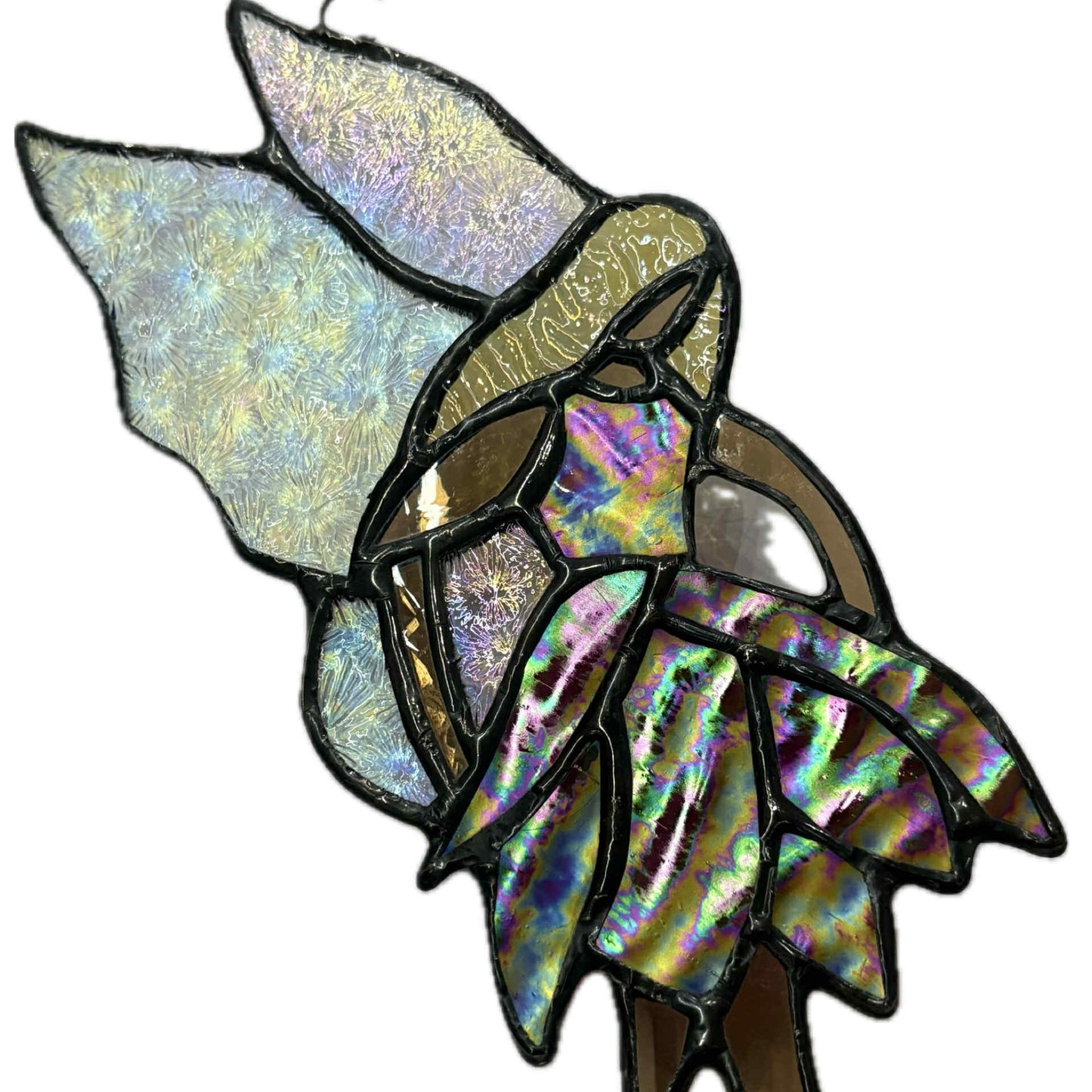 SWAN GLASS -IRIS BLOOM FLOWER FAIRY - Stained Glass Ornament