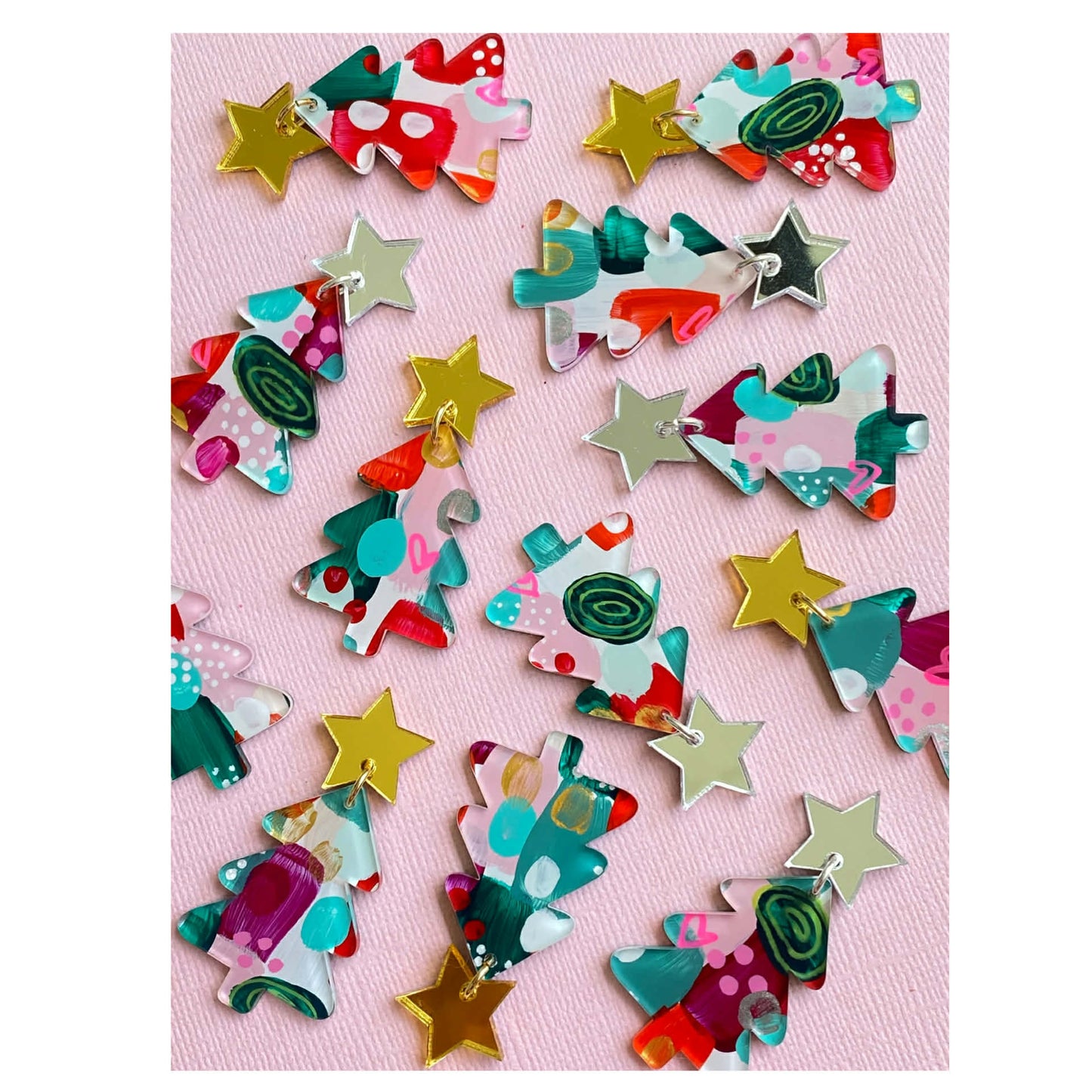 DAISY AND BUNNY - HANDPAINTED CHRISTMAS TREES - SILVER STAR