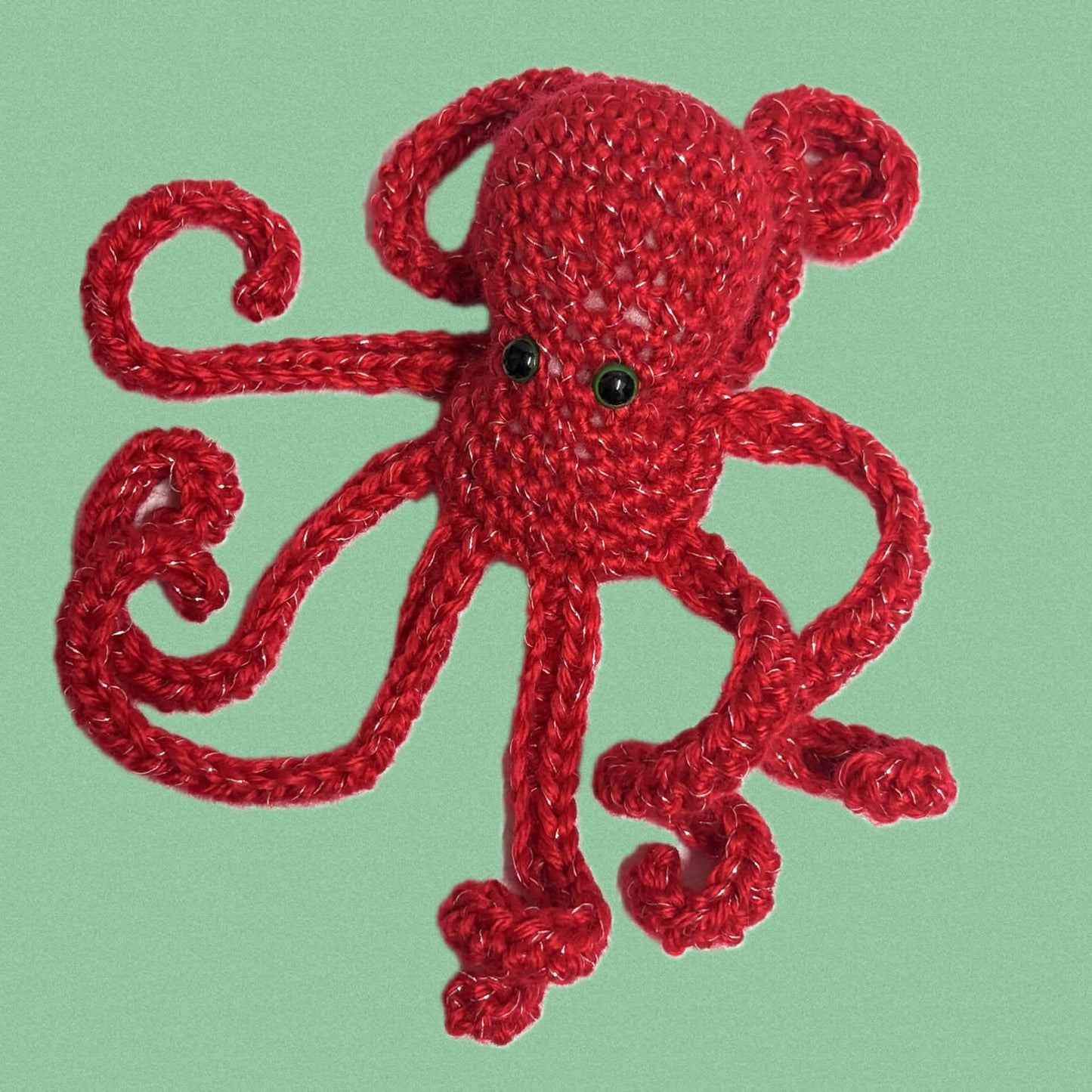 BEAKNITS- CHRISTMAS CROCHETED OCTOPUS - Glittery Red