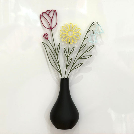 DWAYNSKI.3D - DAISY AND TULIP MIX - MAGNETIC BUD VASE WITH PRINTED FLOWER STEM