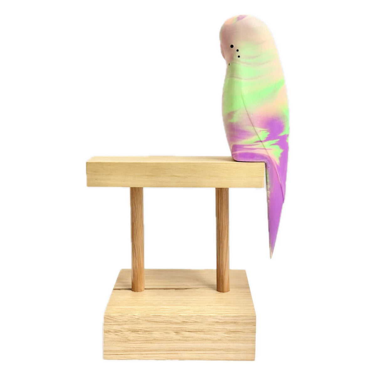 PETE CROMER - RESIN BUDGERIGAR #14 BUBBLEGUM COLOURFUL SWIRL