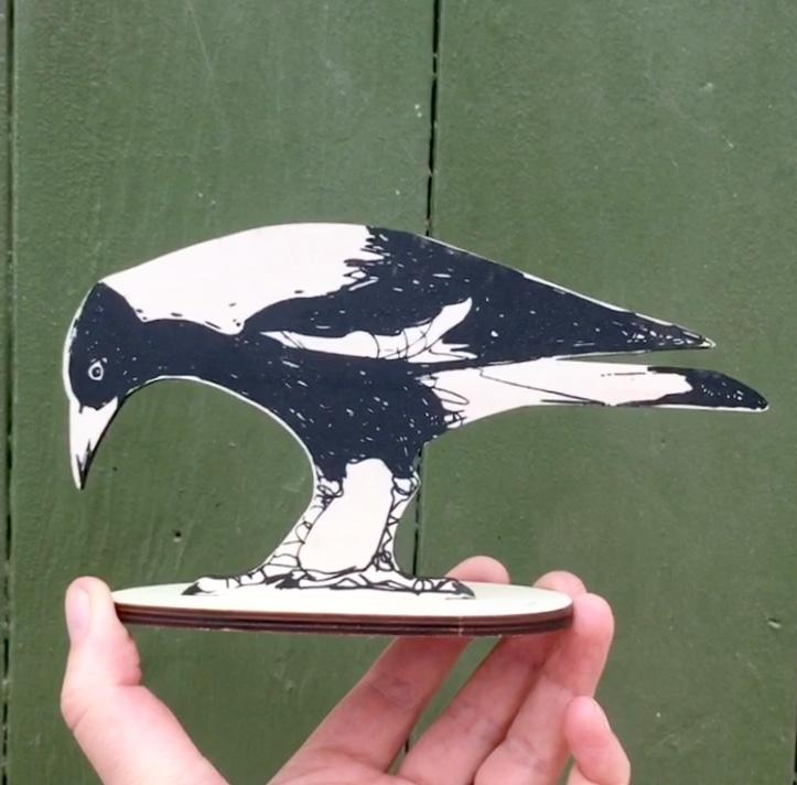 BRIDGET FARMER PRINTMAKER- Standing Magpie