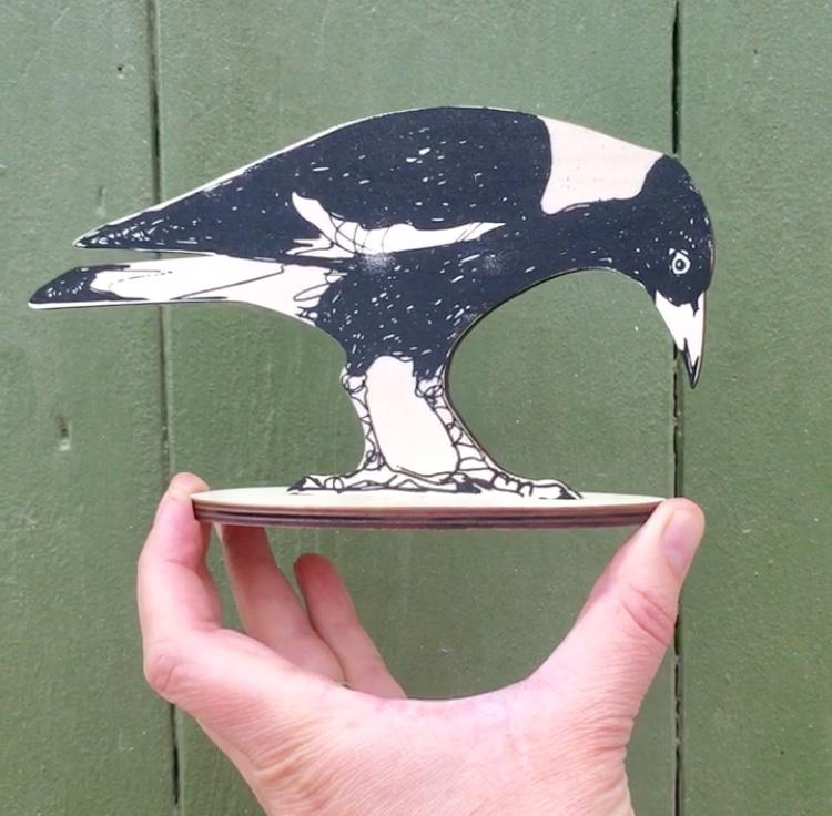 BRIDGET FARMER PRINTMAKER- Standing Magpie