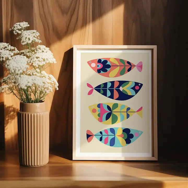 3 BIRDIES STUDIO- "Modern Fish" A5 Art Print