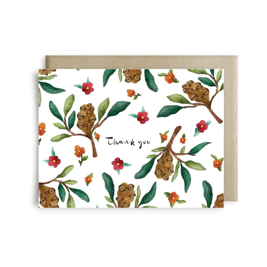 Stray Leaves- Australian Banksia Pod "Thank You" Greeting Card